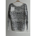 Ladies Round Neck Pullover Patterned Knit Sweater